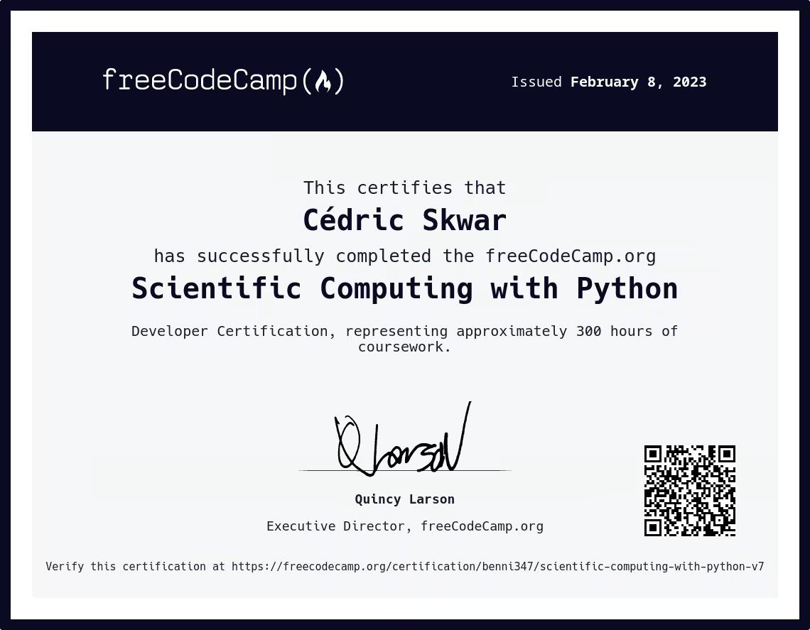 Scientific Computing Python Cert