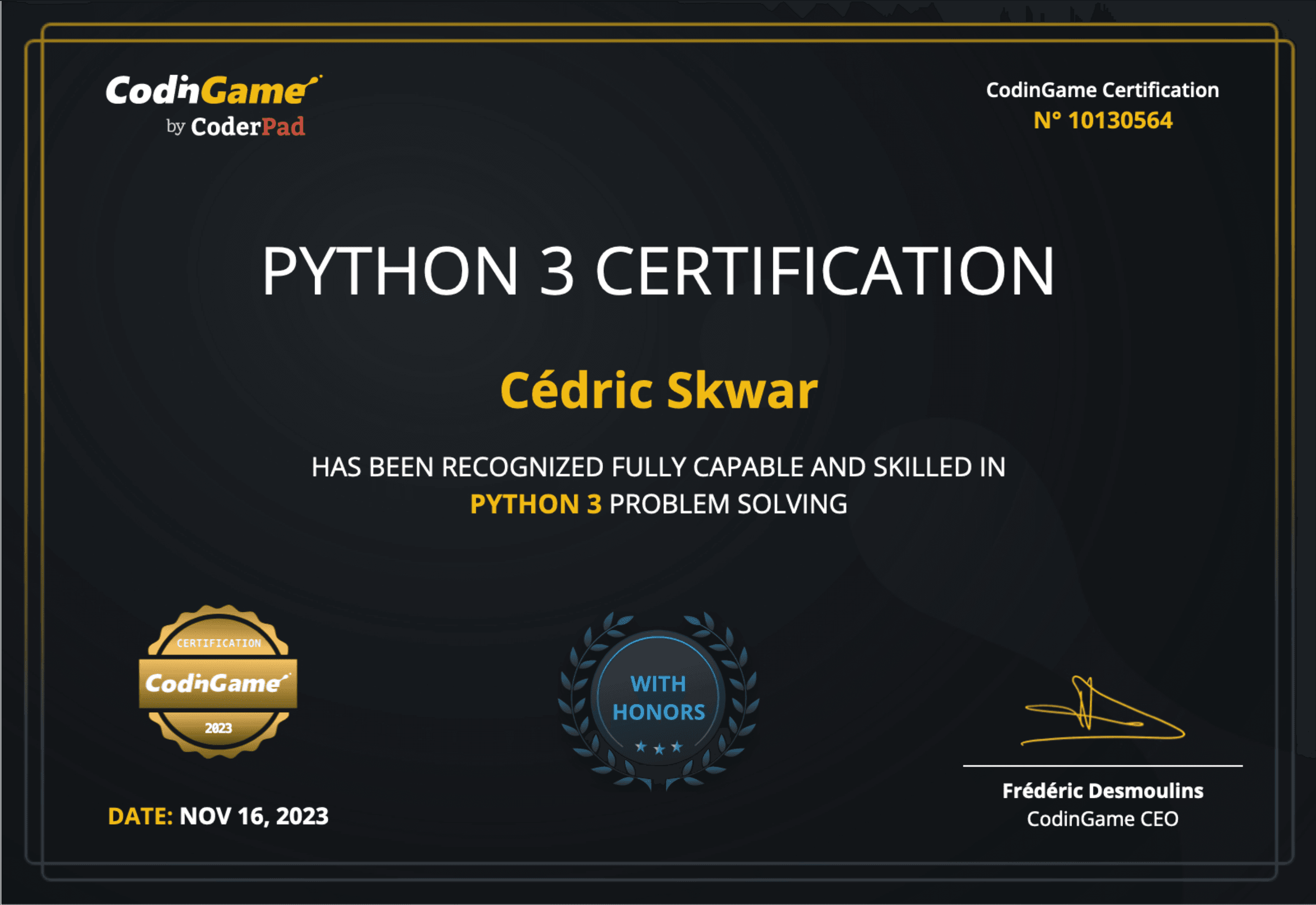 Python3 Coding Game Cert